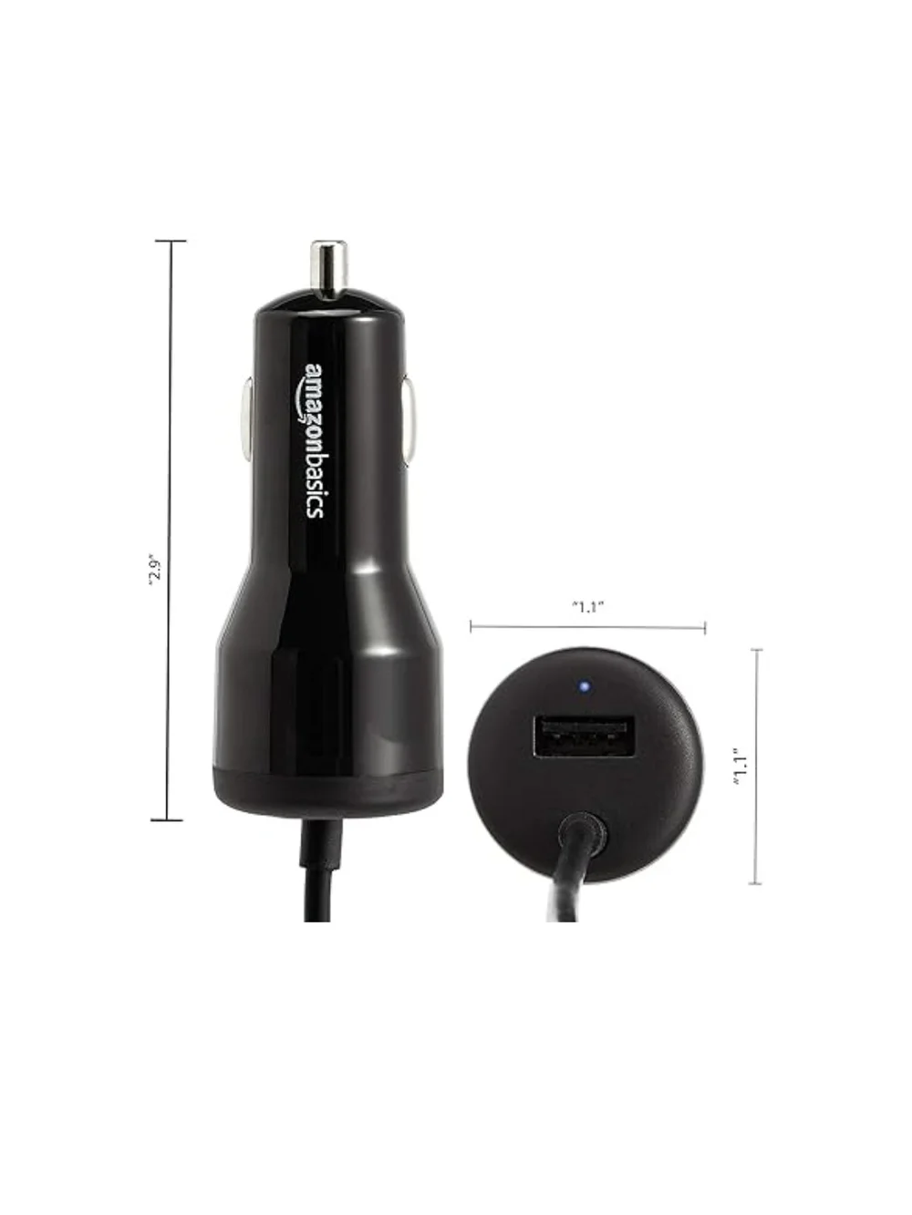 AmazonBasics USB-C Car Charger with USB-A Port - Black